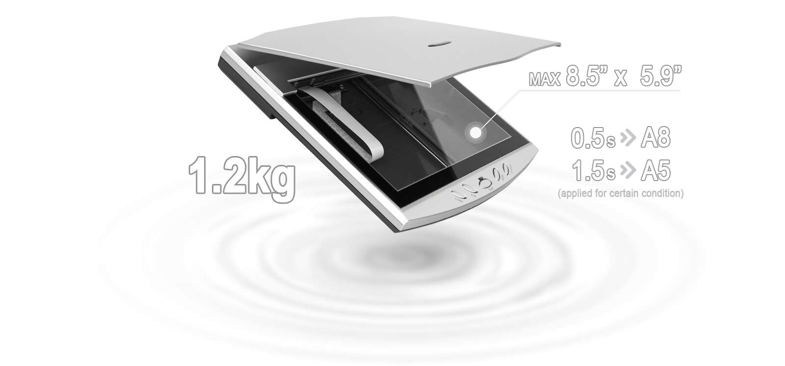 纖薄緊湊的設(shè)計(jì) The OpticSlim 550 Plus occupies less space than a typical flatbed scanner.It is an ideal choice for users who has a limited space.